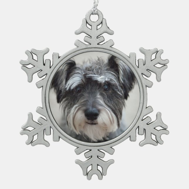 Adorno De Peltre Tipo Copo De Nieve Perro Schnauzer (Anverso)