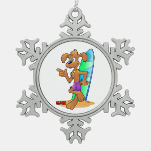 ADORNO DE PELTRE TIPO COPO DE NIEVE PERRO SURFERO