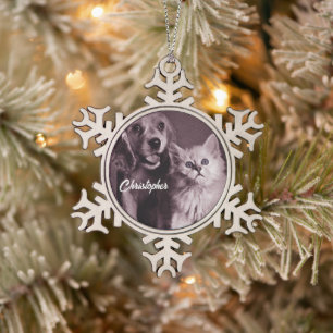 Adorno De Peltre Tipo Copo De Nieve Perro y gato, buscando personalizado