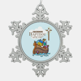 Adorno De Peltre Tipo Copo De Nieve Personalizable, Bautizo de Niño Arca de Noé