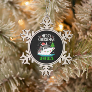 Adorno De Peltre Tipo Copo De Nieve Personalizadas Feliz Crucero Navideño Familia Barc