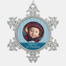 Adorno De Peltre Tipo Copo De Nieve Personalizado Bebé primero Navidades Foto Ornament
