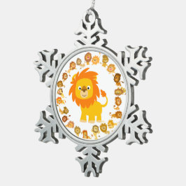 Adorno De Peltre Tipo Copo De Nieve Personalizado Cute Leon Mandala Ornamento de timbr