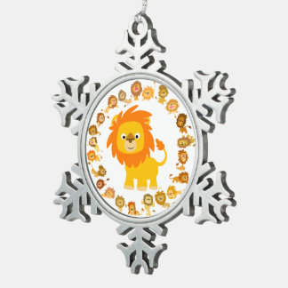 Adorno De Peltre Tipo Copo De Nieve Personalizado Cute Leon Mandala Ornamento de timbr