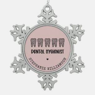 Adorno De Peltre Tipo Copo De Nieve Personalizado Dental Hygienist Leoparst Print Teet