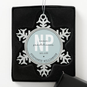 Adorno De Peltre Tipo Copo De Nieve Personalizado Enfermera practicante NP Regalo de g