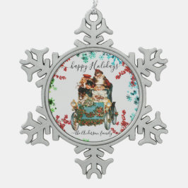 Adorno De Peltre Tipo Copo De Nieve Personalizado Felices Fiestas Moda Rústica Vintage