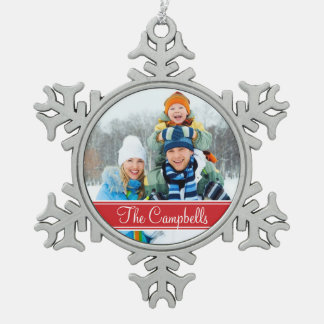 Adorno De Peltre Tipo Copo De Nieve Personalizado Foto Monograma Ornamento de vacacion