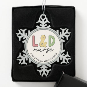 Adorno De Peltre Tipo Copo De Nieve Personalizado L y D Enfermero   Enfermeras de part