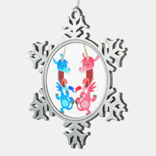 Adorno De Peltre Tipo Copo De Nieve Personalizado lindo bailando Unicornio ornamento d