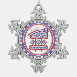 Adorno De Peltre Tipo Copo De Nieve Personalizado USA 250–Marquesina Retro Patriótica