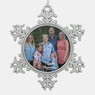 Adorno De Peltre Tipo Copo De Nieve PERSONALIZAR la foto de Recuerdos de la familia Si