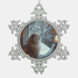 Adorno De Peltre Tipo Copo De Nieve Personalized Cat Photo Christmas Ornament 