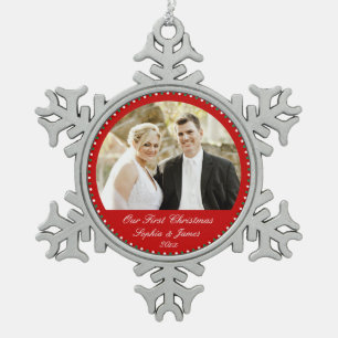 Adorno De Peltre Tipo Copo De Nieve Pewter Red Our First Christmas Ornamet