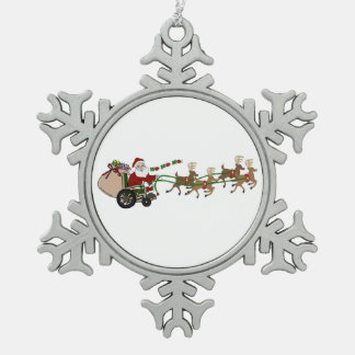 Adorno De Peltre Tipo Copo De Nieve Pewter Snowflake Ornament - Wheelchair Santa