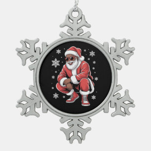 Adorno De Peltre Tipo Copo De Nieve Pijama de Navidad afroamericano Xmas Santa afro 