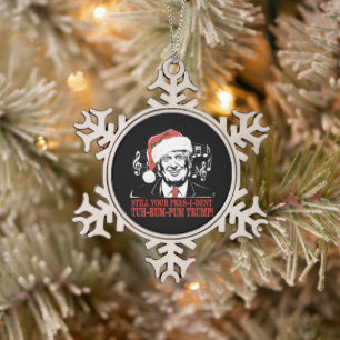 Adorno De Peltre Tipo Copo De Nieve Pijama divertido de Navidad del presidente Trump f