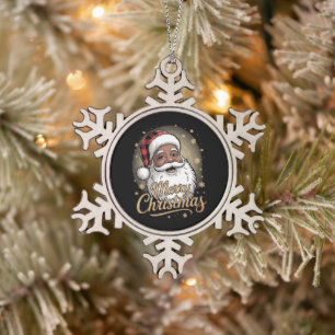 Adorno De Peltre Tipo Copo De Nieve Pijamas Navideñas Afroamericanas Santa Claus 