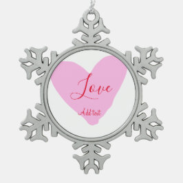 Adorno De Peltre Tipo Copo De Nieve Pink heart love happy Valentine's day text red nam