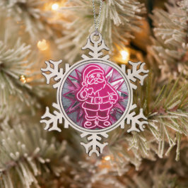 Adorno De Peltre Tipo Copo De Nieve Pinkmas Santa – Neon Holiday Pop Art