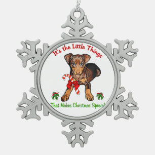 Adorno De Peltre Tipo Copo De Nieve Pinscher miniatura