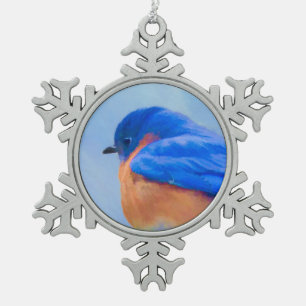 Adorno De Peltre Tipo Copo De Nieve Pintura de Azulito - Arte Original de Pájaros