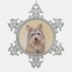 Adorno De Peltre Tipo Copo De Nieve Pintura de Berger Picard - Arte de Perro Original.