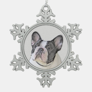 Adorno De Peltre Tipo Copo De Nieve Pintura de Bulldog francés (Brindle Pied) - Arte d
