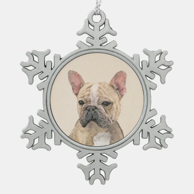 Adorno De Peltre Tipo Copo De Nieve Pintura de Bulldog francés (Sable) - Cuto original (Anverso)