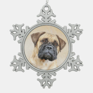 Adorno De Peltre Tipo Copo De Nieve Pintura de Bullmastiff - Arte de Perro Original.