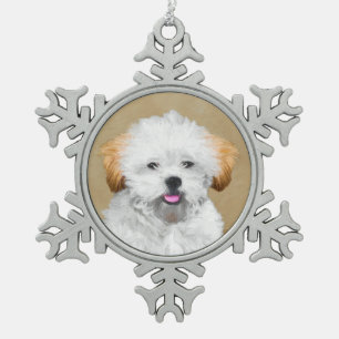 Adorno De Peltre Tipo Copo De Nieve Pintura de cachorro de Aprenta Lhasa - Arte de Per