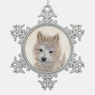 Adorno De Peltre Tipo Copo De Nieve Pintura de Cachorro de Cairn Terrier - Arte Perro 