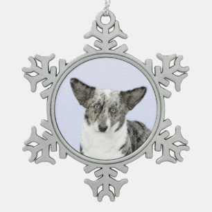 Adorno De Peltre Tipo Copo De Nieve Pintura de Cardigan Welsh Corgi - Arte Perro Origi