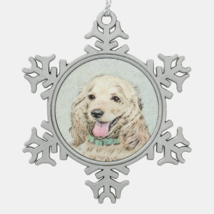 Adorno De Peltre Tipo Copo De Nieve Pintura de Cocker Spaniel Buff - Arte de Perro Ori