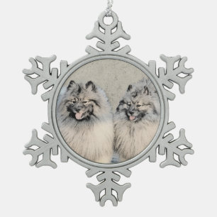 Adorno De Peltre Tipo Copo De Nieve Pintura de Keeshond Brothers - Arte Perro Original