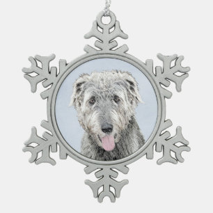 Adorno De Peltre Tipo Copo De Nieve Pintura de lobo irlandesa - Arte de perro original