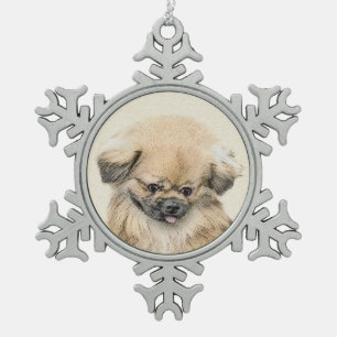Adorno De Peltre Tipo Copo De Nieve Pintura de Pekín - Arte de perro original muy lind