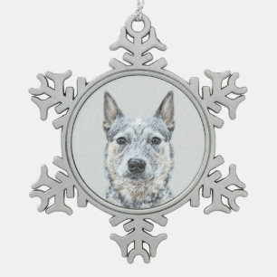 Adorno De Peltre Tipo Copo De Nieve Pintura de perro boyero australiano - Arte origina