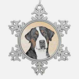 Adorno De Peltre Tipo Copo De Nieve Pintura de perro de la montaña suiza - Arte origin