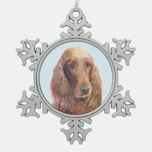 Adorno De Peltre Tipo Copo De Nieve Pintura de Setter Irlandés - Arte de Perro Origina
