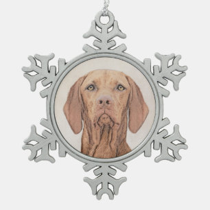 Adorno De Peltre Tipo Copo De Nieve Pintura de Vizsla - Arte Perro Original.