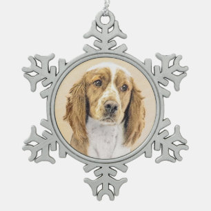 Adorno De Peltre Tipo Copo De Nieve Pintura de Welsh Springer Spaniel - Arte original