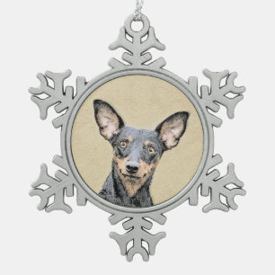 Adorno De Peltre Tipo Copo De Nieve Pintura en miniatura de Pinscher Cute arte origina