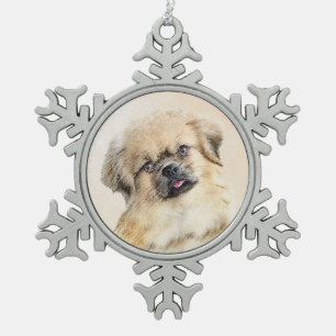 Adorno De Peltre Tipo Copo De Nieve Pintura española tibetana - Arte de perro original