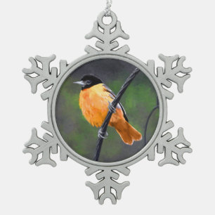 Adorno De Peltre Tipo Copo De Nieve Pintura Oriole - Arte original de aves