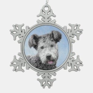 Adorno De Peltre Tipo Copo De Nieve Pintura Pumi - Arte Perro Original.