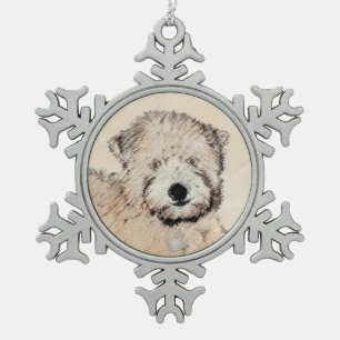 Adorno De Peltre Tipo Copo De Nieve Pintura Terrier de Ruedas Recubiertas Blancas Arte
