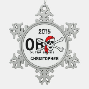 Adorno De Peltre Tipo Copo De Nieve Pirata de cráneo de huesos cruzados de OBX persona