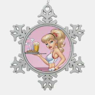 Adorno De Peltre Tipo Copo De Nieve Placa rubia de la porción de la camarera de la