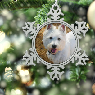 Adorno De Peltre Tipo Copo De Nieve Plantilla de foto de mascota Adorno de árbol de Na